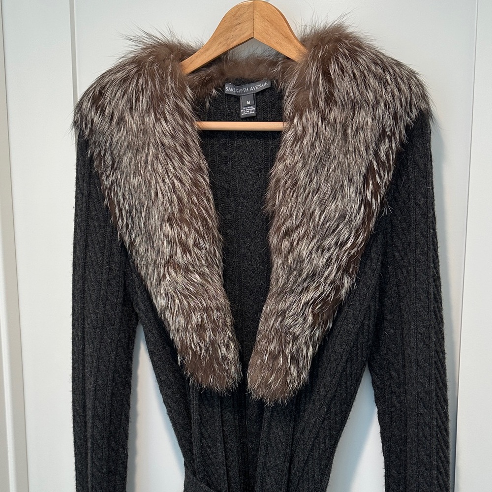 Saks Fifth Avenue wool/cashmere blend mid calf length sweater coat size M